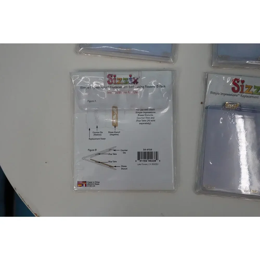 Lot of 4 SIzzix Simple Impressions Replacement Embossing Floders, 5 Pack